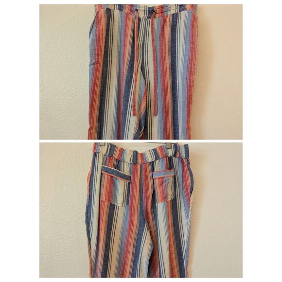 Per Se Striped Linen Blend Multi-Color Tie String Pants Sz XL? - Picture 3 of 9